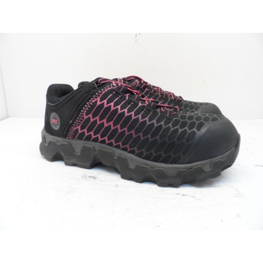 Timberland PRO Women's Powertrain Alloy-Toe Work Shoes A1RTM Black/Pink 6.5W